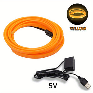 3m Interior Lighting LED Strip Decoration,  Wire Rope Tube, FLexible Neon Light With USB Driv