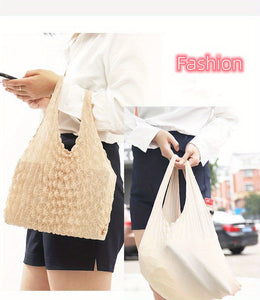 1pc LarCapacity Foldable Stretch Shopping Bag - Reusable, Portable, and Flexible Tote Bag with Pleated