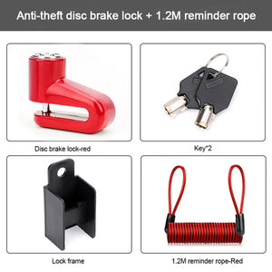 Heavy Duty Motorcycle Disc Brake Lock with 1.2M Reminder Cable - Secure Your Bike with Ease