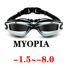 Adult Myopia Swimming Goggles, Earplug Professional Pool Glasses, Anti Fog Men Women Optical Waterproof Eyewear