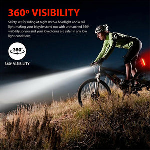 1 Set Rechargeable Bike Lights Set - Waterproof Front And Tail Light For Safe Night Cycling - Rotatable And Easy To Install - Ideal For Mountain And Road Bikes