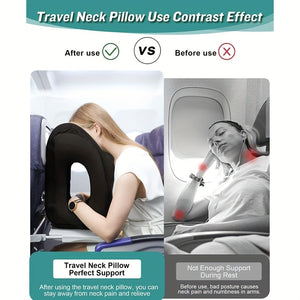 1pc Inflatable Travel Pillow: Get Maximum Comfort & Support On the Go!