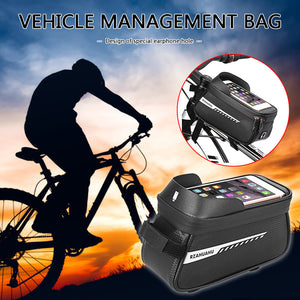 Reflective Bike Frame Bag With Touch Screen Phone Pocket - 6.5 Inches, Secure Phone Holder For Cycling