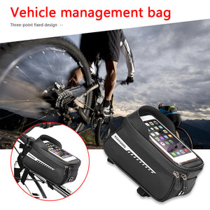 Reflective Bike Frame Bag With Touch Screen Phone Pocket - 6.5 Inches, Secure Phone Holder For Cycling