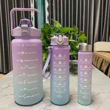 3-Piece Gradient Water Bottle Set: Leakproof, Straw-Equipped, Motivational - Perfect for Family, Outdoor Activities, Gym & More!