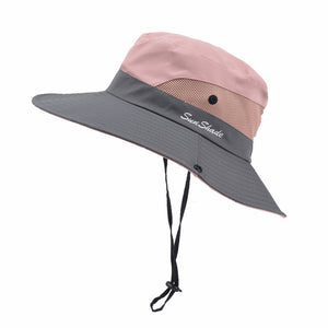 UV Protection Sun Hat with Wide Brim and Ponytail Hole - Perfect for Beach, Outdoor Activities and Travel