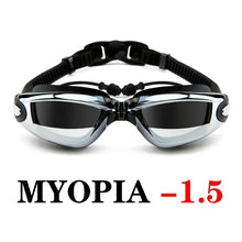 Adult Myopia Swimming Goggles, Earplug Professional Pool Glasses, Anti Fog Men Women Optical Waterproof Eyewear