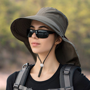 1pc Outdoor Wide Brim Anti-UV Bucket Hat, For Hiking, Camping, Fishing