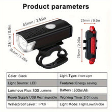 1 Set Rechargeable Bike Lights Set - Waterproof Front And Tail Light For Safe Night Cycling - Rotatable And Easy To Install - Ideal For Mountain And Road Bikes