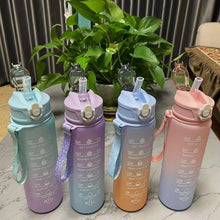 3-Piece Gradient Water Bottle Set: Leakproof, Straw-Equipped, Motivational - Perfect for Family, Outdoor Activities, Gym & More!