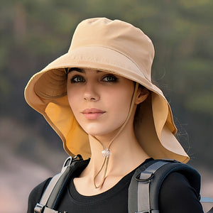 1pc Outdoor Wide Brim Anti-UV Waterproof Bucket Hat, For Hiking, Camping, Fishing