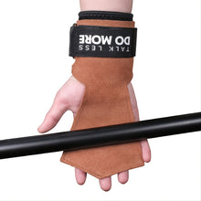 1 pair Non-Slip Cowhide Gym Gloves for Weightlifting and Fitness Training with Palm Protection