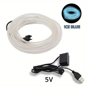 3m Interior Lighting LED Strip Decoration,  Wire Rope Tube, FLexible Neon Light With USB Driv