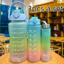 3-Piece Gradient Water Bottle Set: Leakproof, Straw-Equipped, Motivational - Perfect for Family, Outdoor Activities, Gym & More!