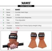 1 pair Non-Slip Cowhide Gym Gloves for Weightlifting and Fitness Training with Palm Protection