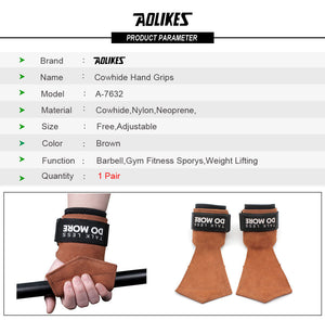 1 pair Non-Slip Cowhide Gym Gloves for Weightlifting and Fitness Training with Palm Protection