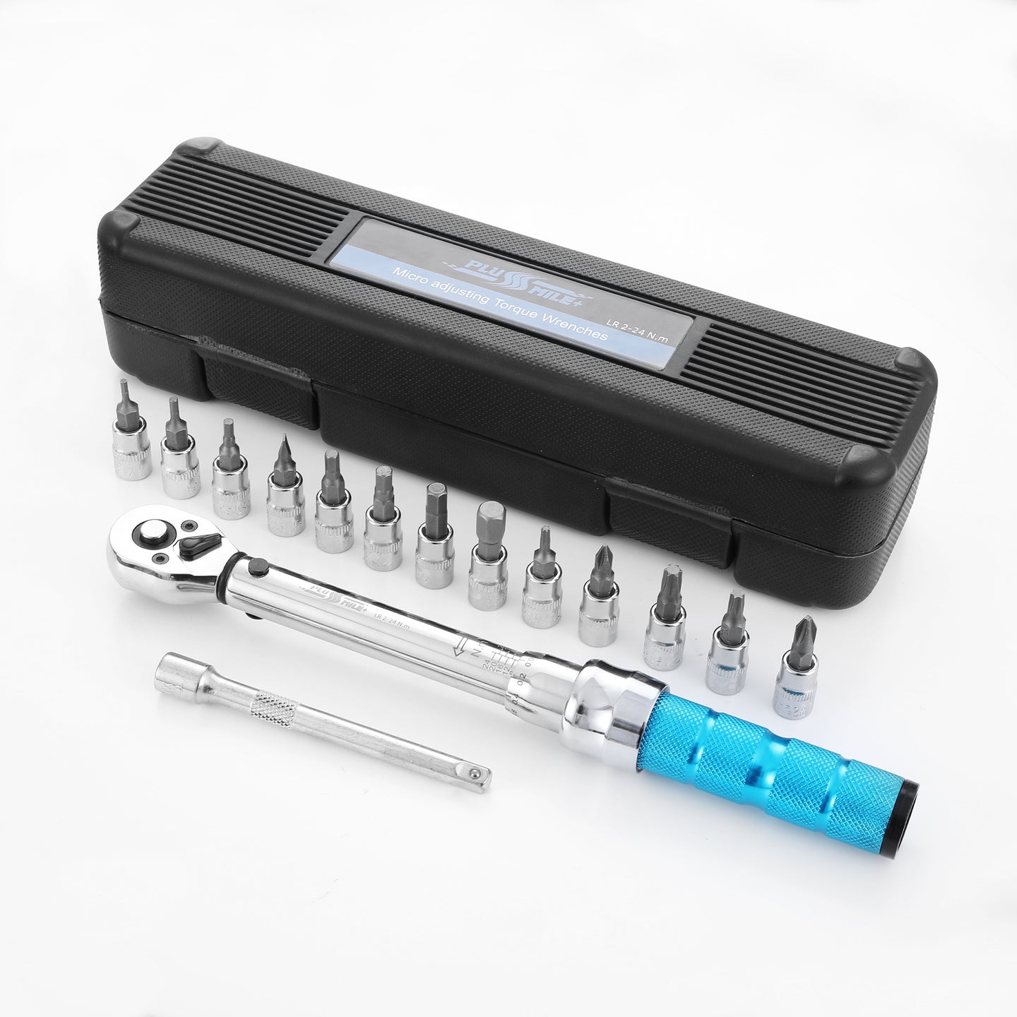 15pc 1/4 Inch Bike Torque Wrench Allen Key Tool Socket Spanner Set , Cycling Tool Bicycle Repair Kit Torque Wrench Set 2-24Nm