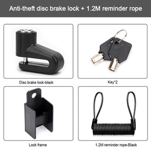 Heavy Duty Motorcycle Disc Brake Lock with 1.2M Reminder Cable - Secure Your Bike with Ease