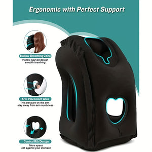 1pc Inflatable Travel Pillow: Get Maximum Comfort & Support On the Go!